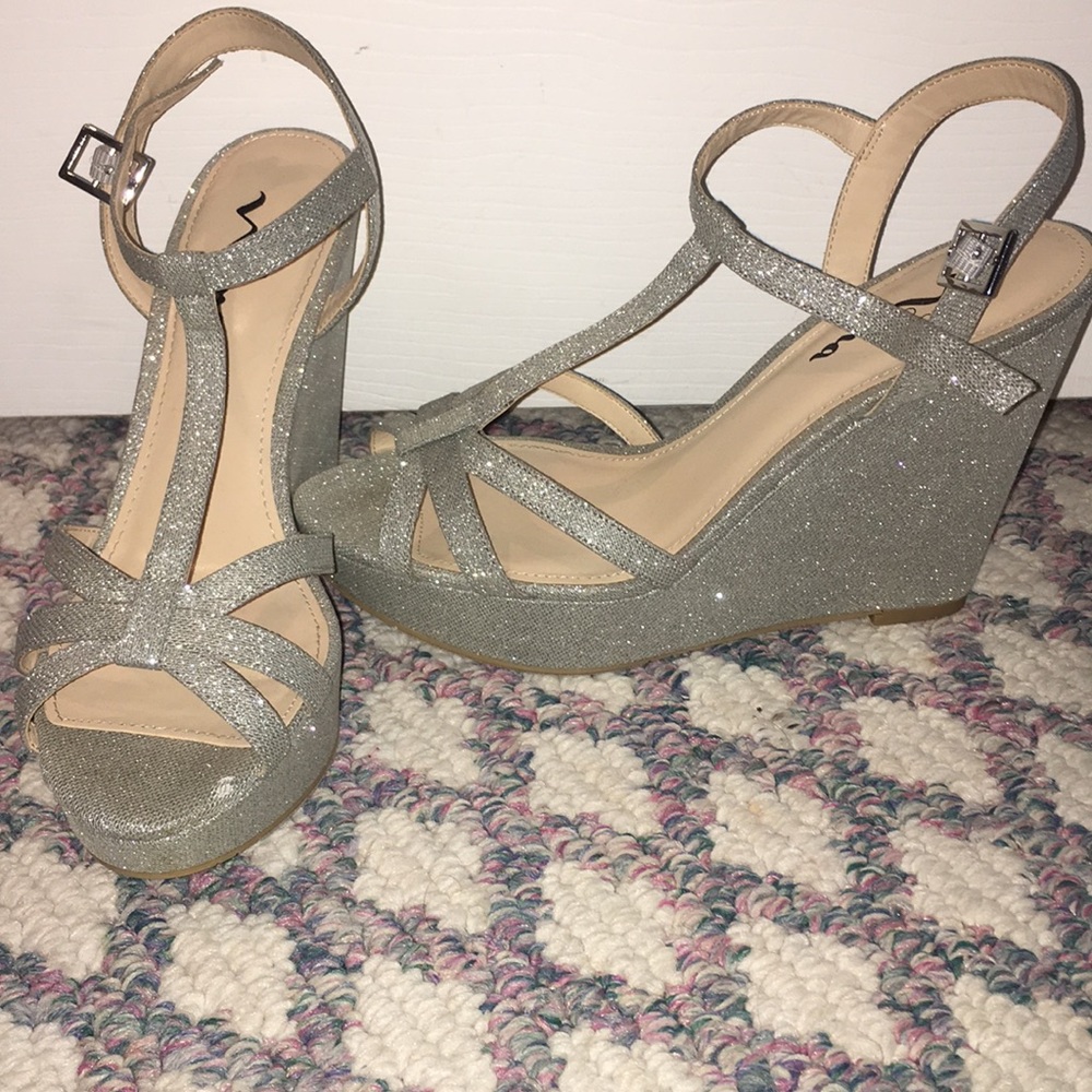 Wedge sandal silver sparkle